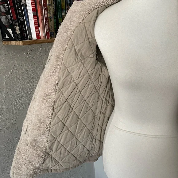 Vtg Y2K Braetan Tan Utility Gorpcore Sherpa Trim Barn Chore Coat Canvas Jacket M - Picture 7 of 12